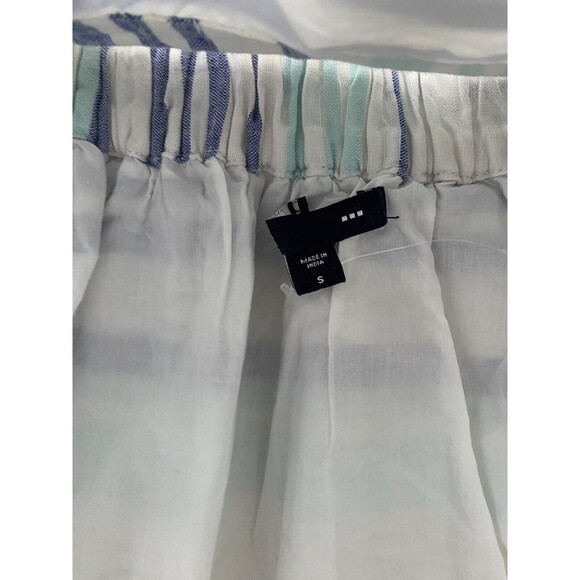 Gap Linen Blend Skirt Womens Small White Blue‎ Stripes Lined Preppy Casual Beach - Picture 5 of 15